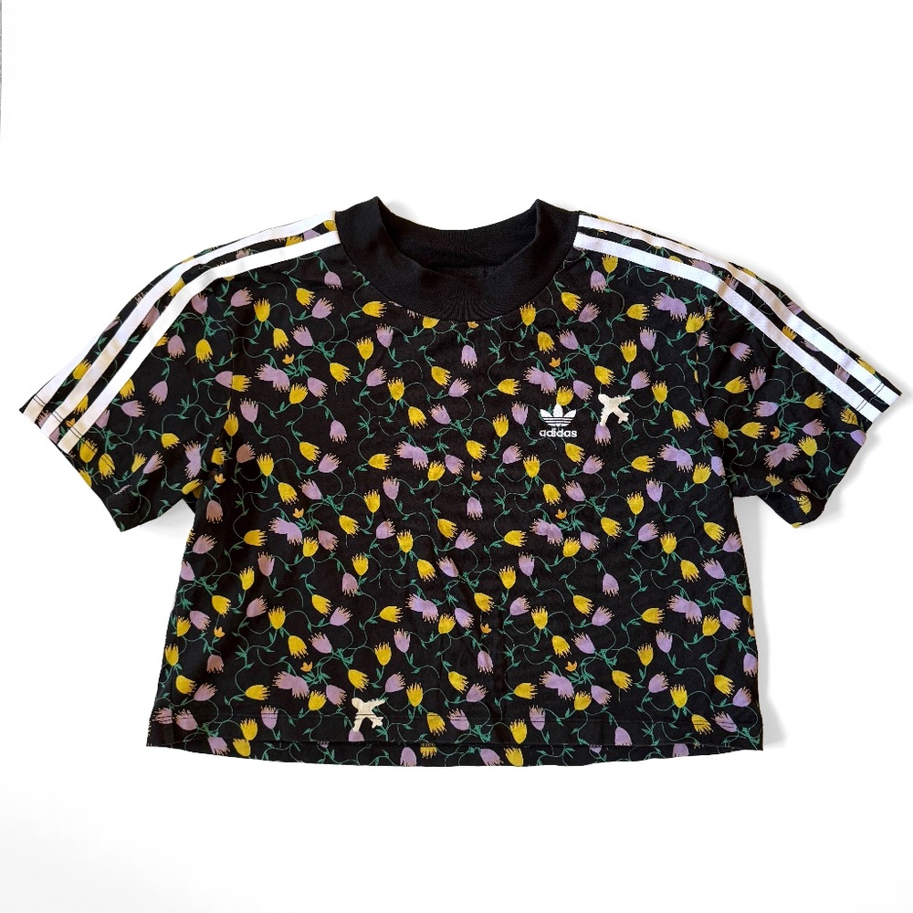 Adidas Originals cropped t-shirt in multi print